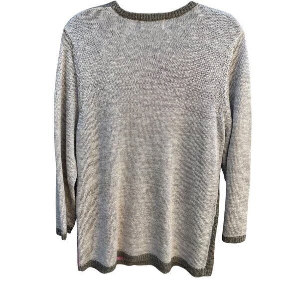 Alfred Dunner Vintage Womens Beaded Neckline Pink Tan Colorblock Knit Sweater M - Picture 4 of 9